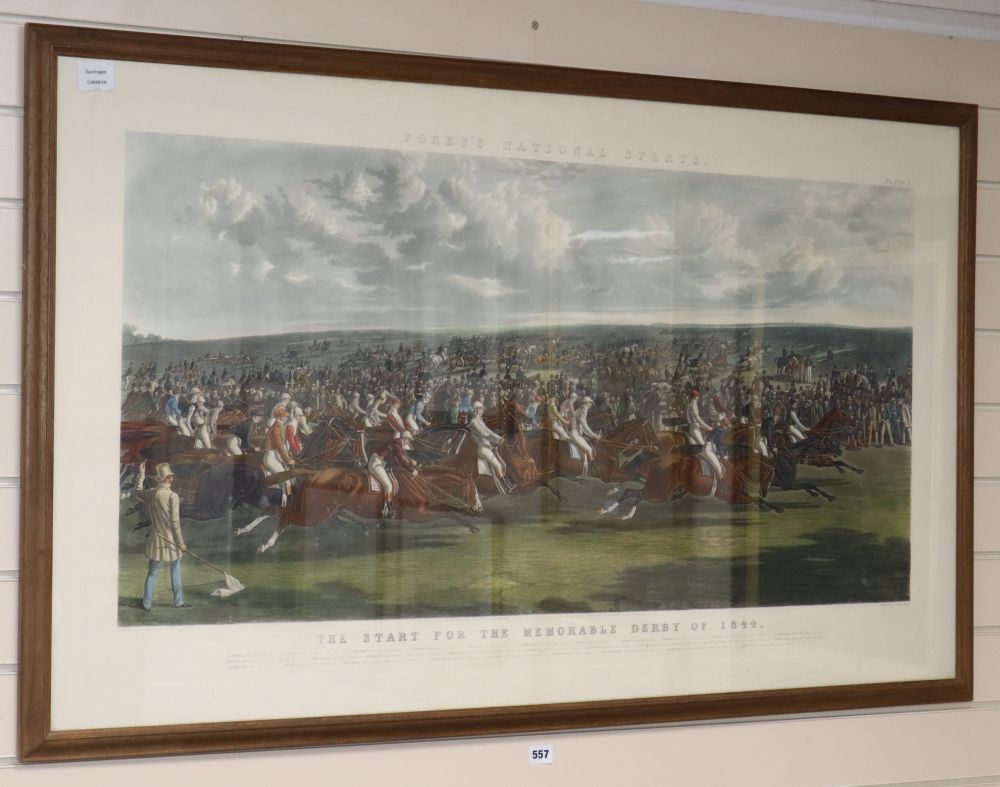 Hunt after Herring, aquatint, Foress National Sports. The Start for the Memorable Derby of 1844, plate 1, London, publ. May 18th 1